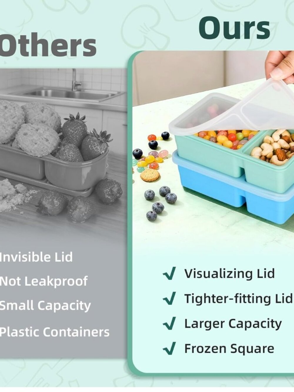 PEUYEJI reusable silicone containers in blue - Picture 4 of 5